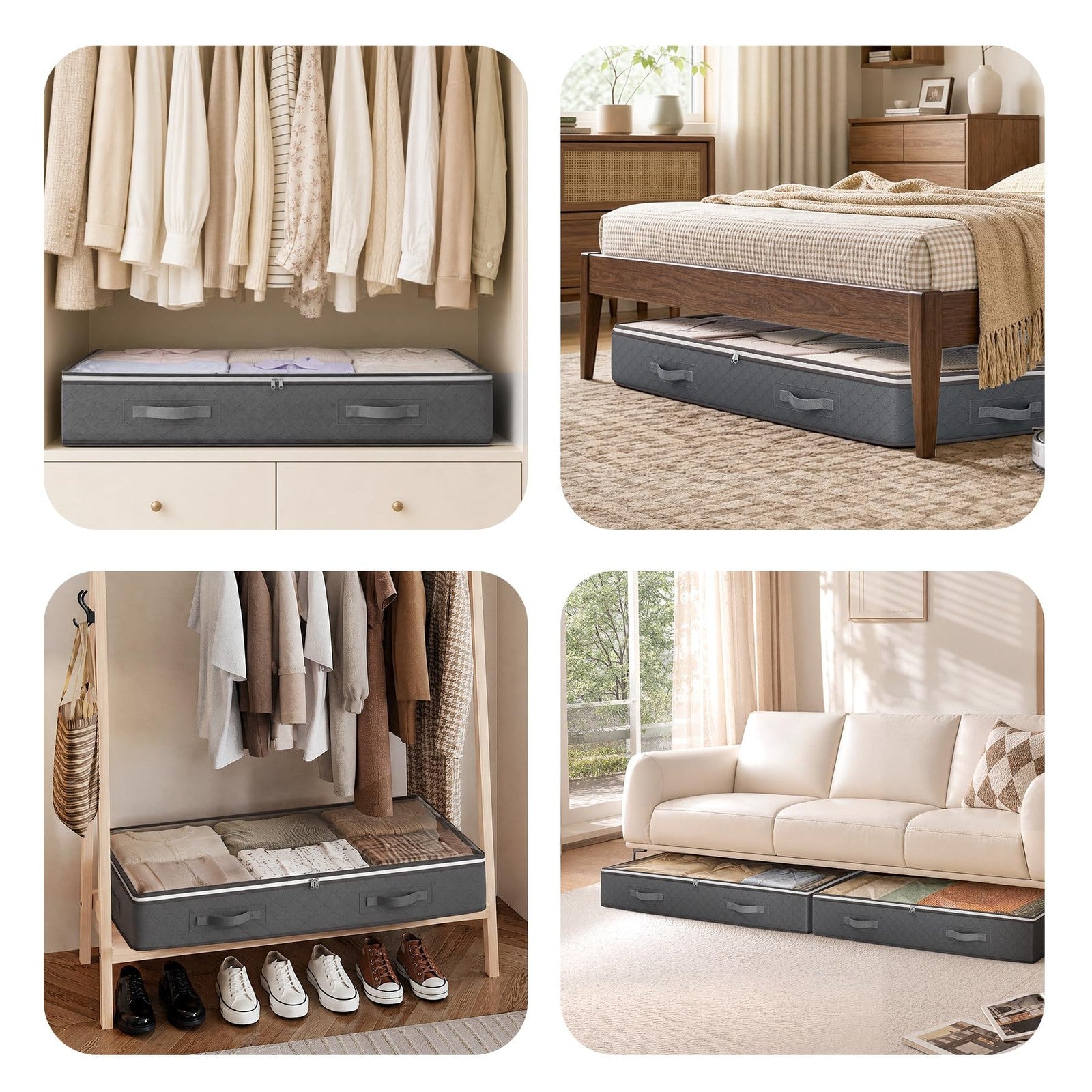 90L Under Bed Storage Containers, Closet Organizers and Storage Bins, Foldable
