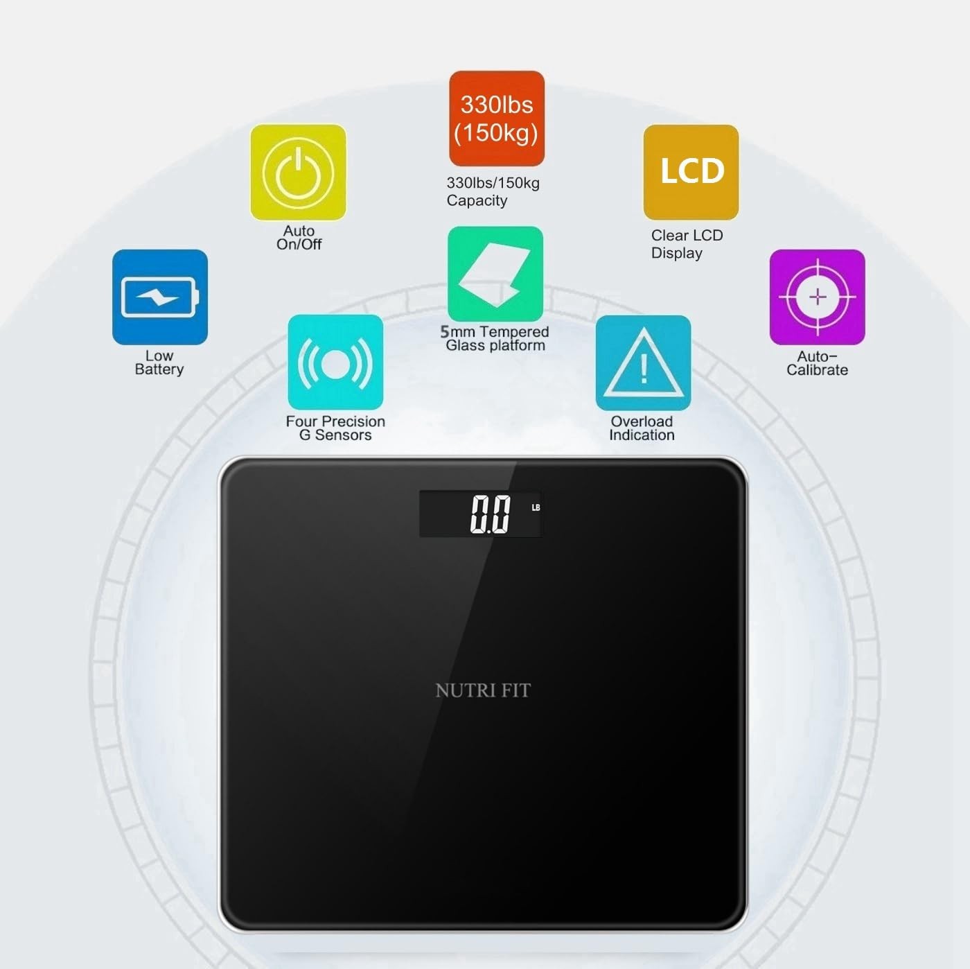 Digital Bathroom Scale 330lb High Accuracy LCD Weight Scale Home Use