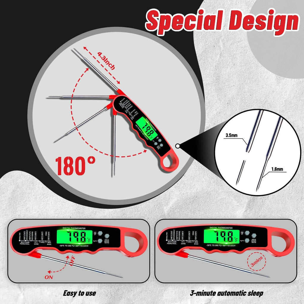 Digital Meat Thermometer Instant Read Waterproof Backlight Kitchen Grill Cooking