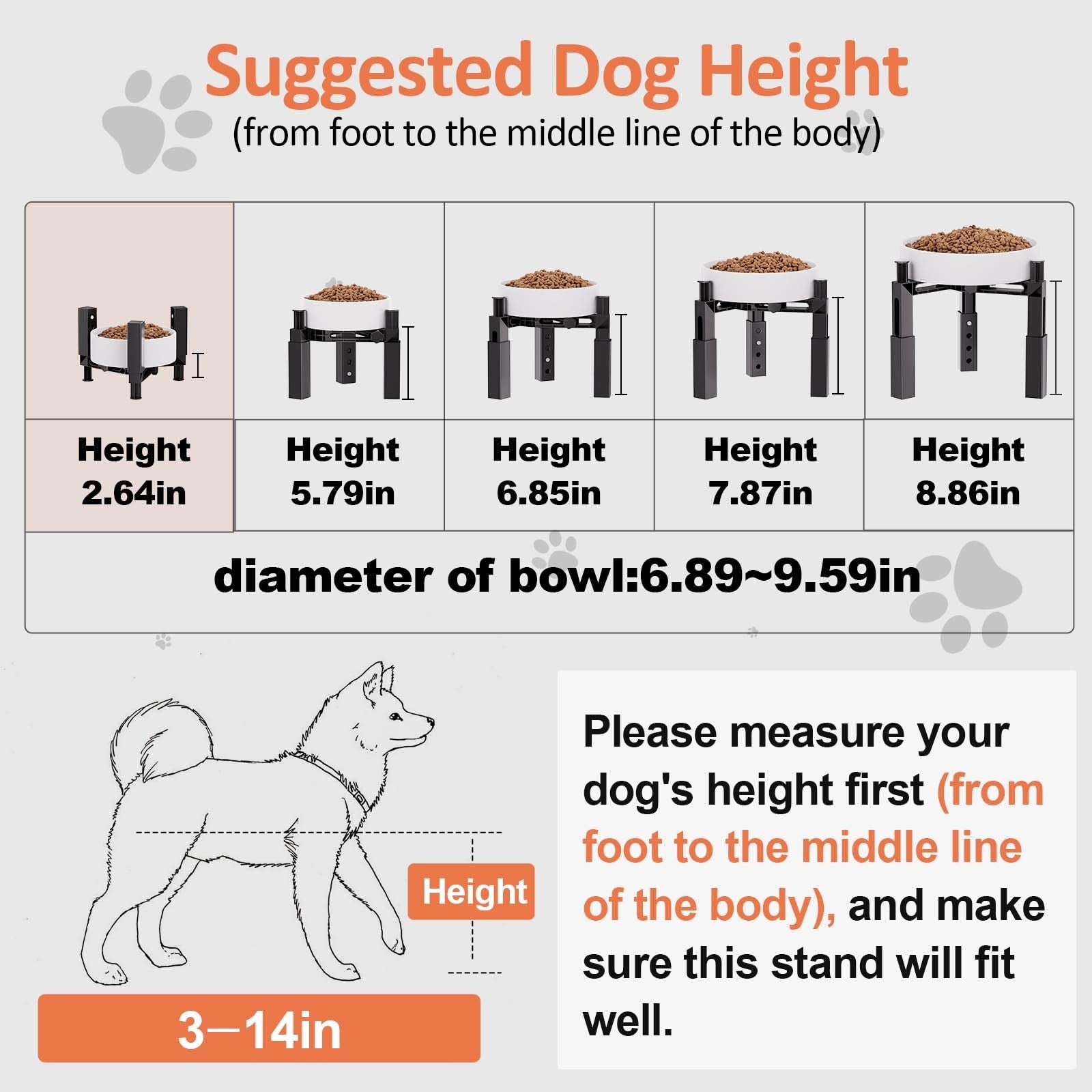 XIAZ Dog Bowl Stand Elevated Food Water Bowl Holder for Large Medium Small Sized
