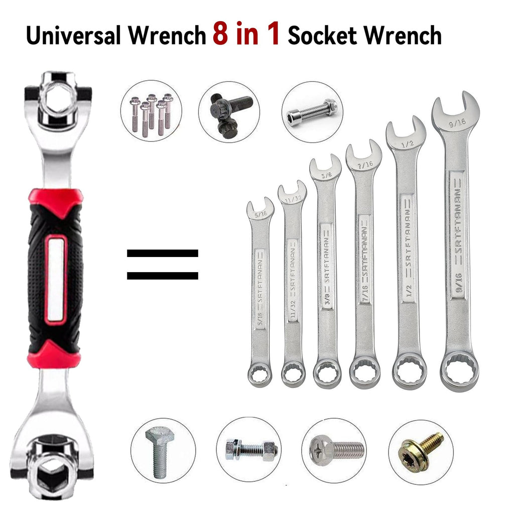 8-in-1 Universal Socket Wrench – 360° Multi-Size Ratchet Tool