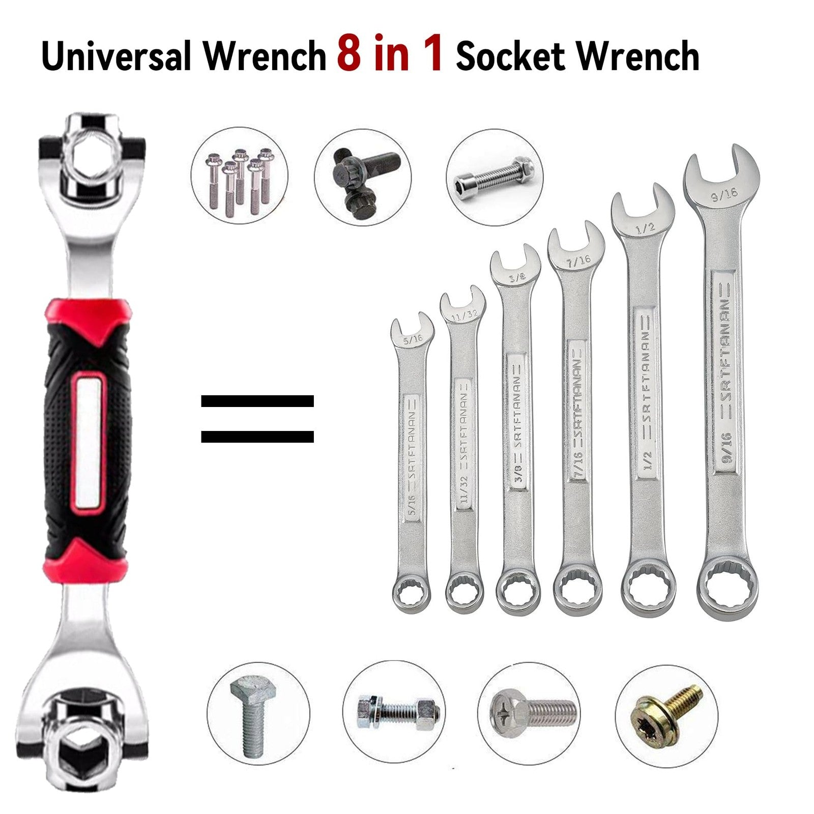 8-in-1 Universal Socket Wrench – 360° Multi-Size Ratchet Tool
