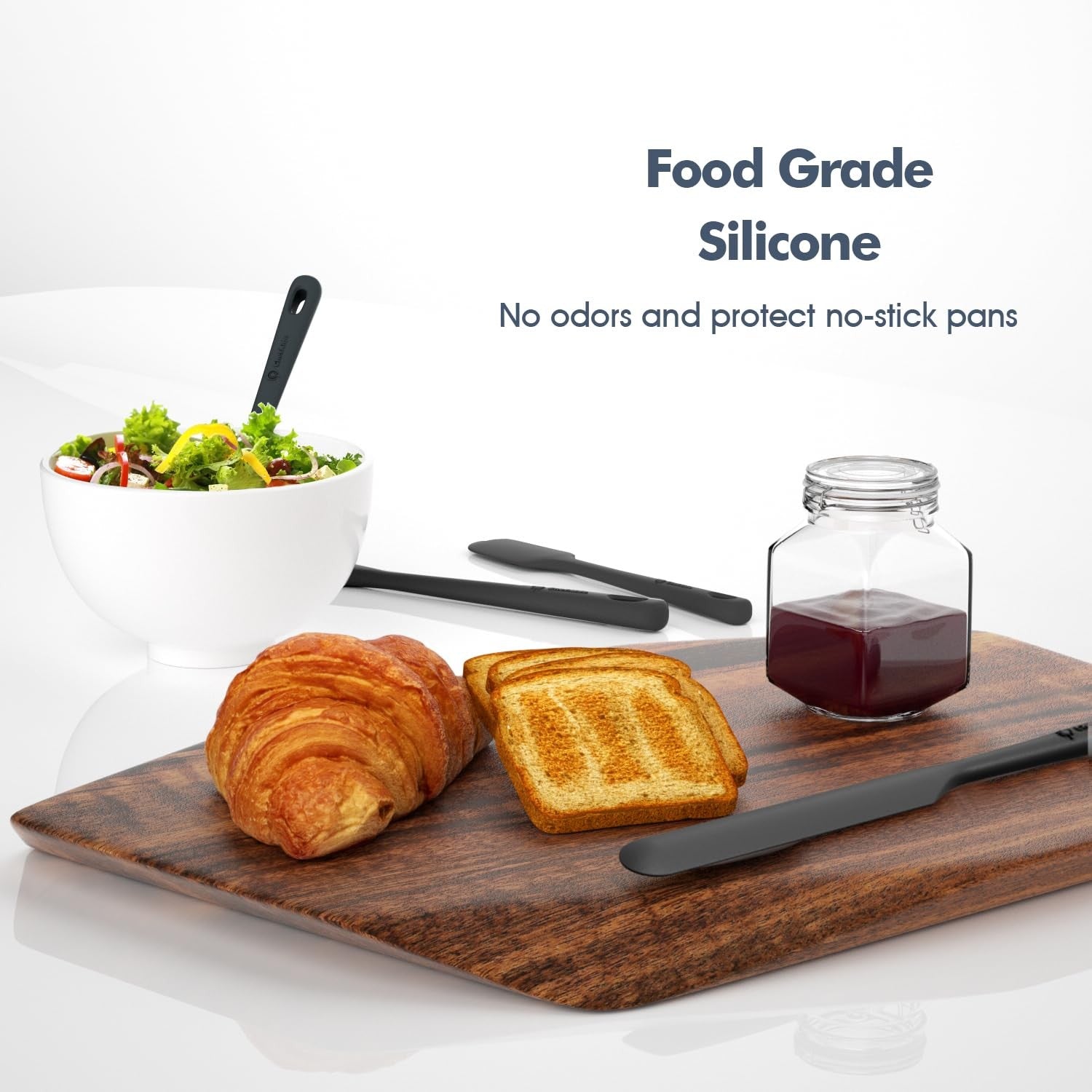 ChefAide 5PC Silicone Spatula Set Heat Resistant 600°F Nonstick Safe
