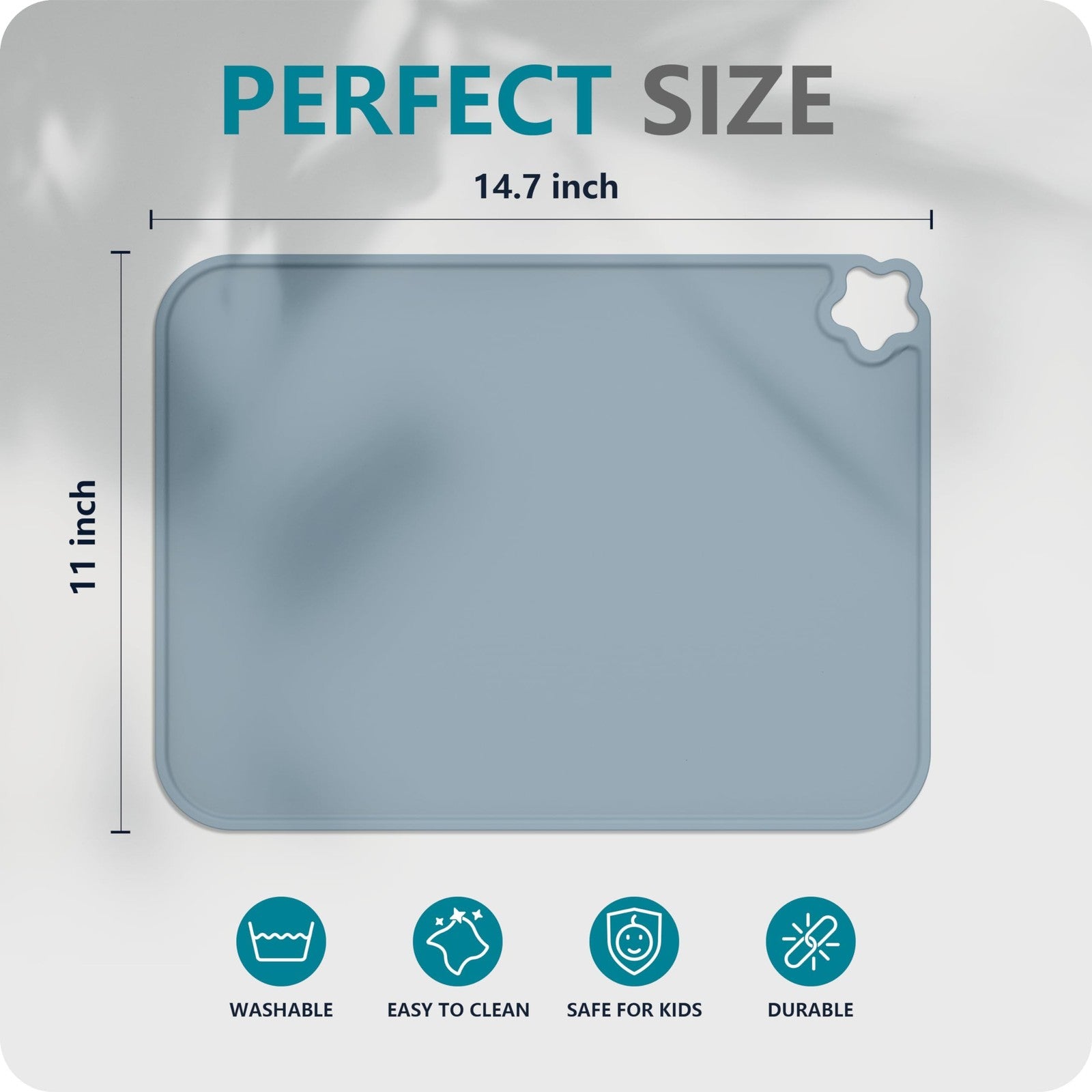 3 Pack Silicone Toddler Placemats Non-Slip BPA Free 14.7x11 Kids Dining Mats