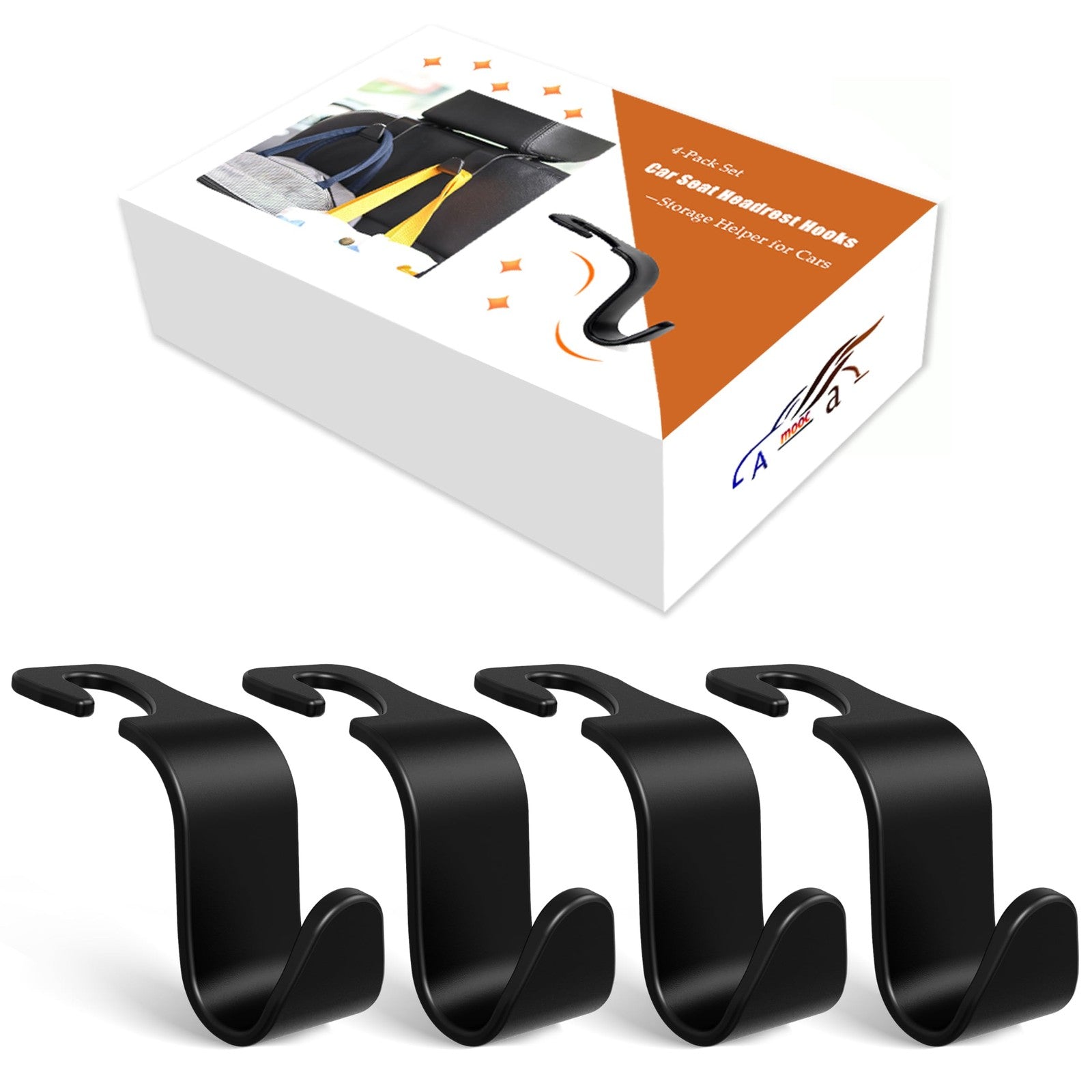 4-Pack Car Headrest Hooks, car Storage Organizer for Purses Handbags Groceries