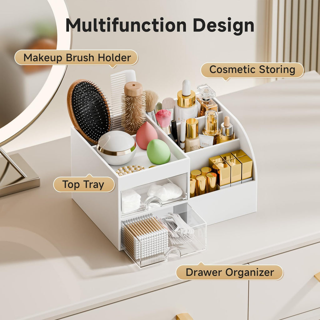 Makeup Organizer with 2 Drawers Makeup Organizers Countertop for Vanity Bathroom
