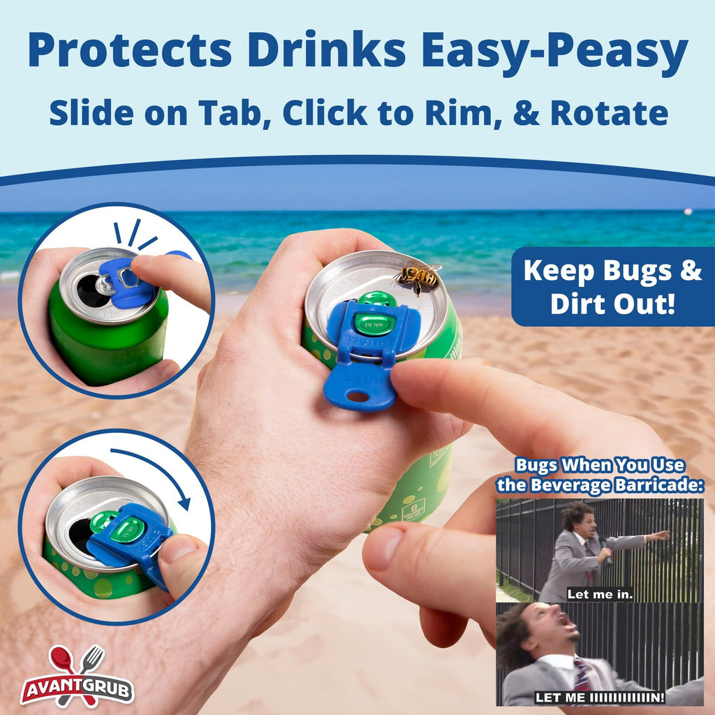 6 Pack Can Tab Opener Covers Fits 6-16oz & Slim Soda Beer Cans Bug Protector