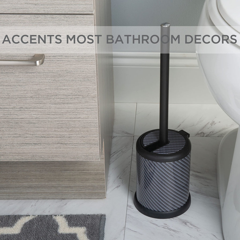 Bath Bliss Toilet Brush and Holder - Self Closing Lid 360 Degree Brush Head Bath