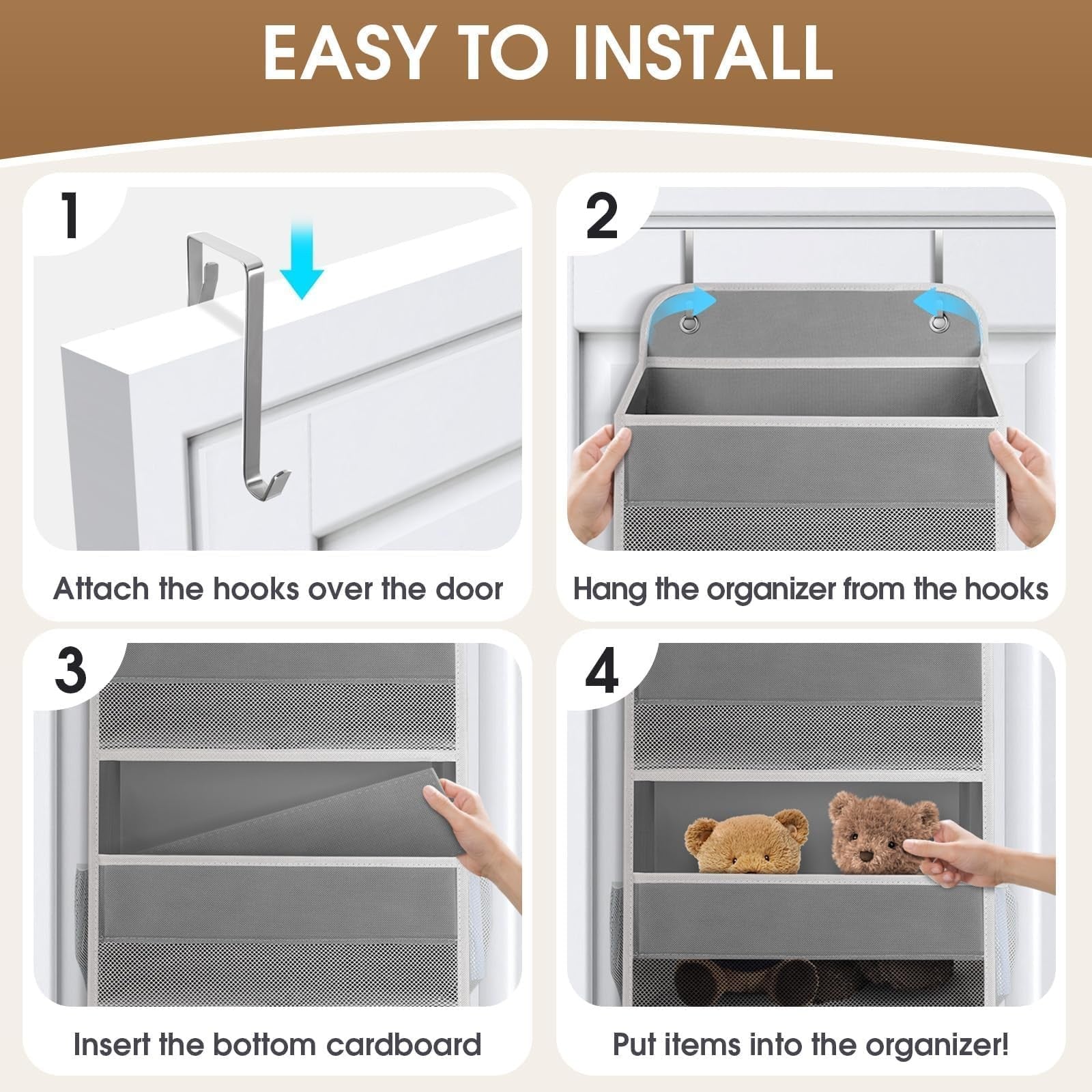1 Pack Over The Door Organizer, Hanging Storage Organizer with Clear Window.