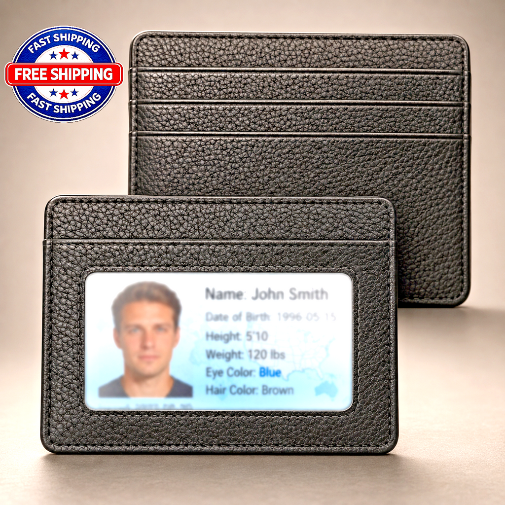 FINTIE RFID Blocking Slim Front Pocket Wallet Card Holder ID Window Black