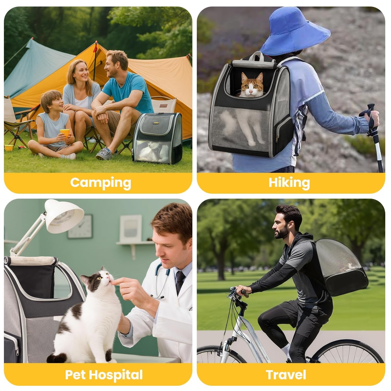 Conlun Cat Backpack Carrier Up to 15lbs Foldable 3 Mesh Travel Hiking