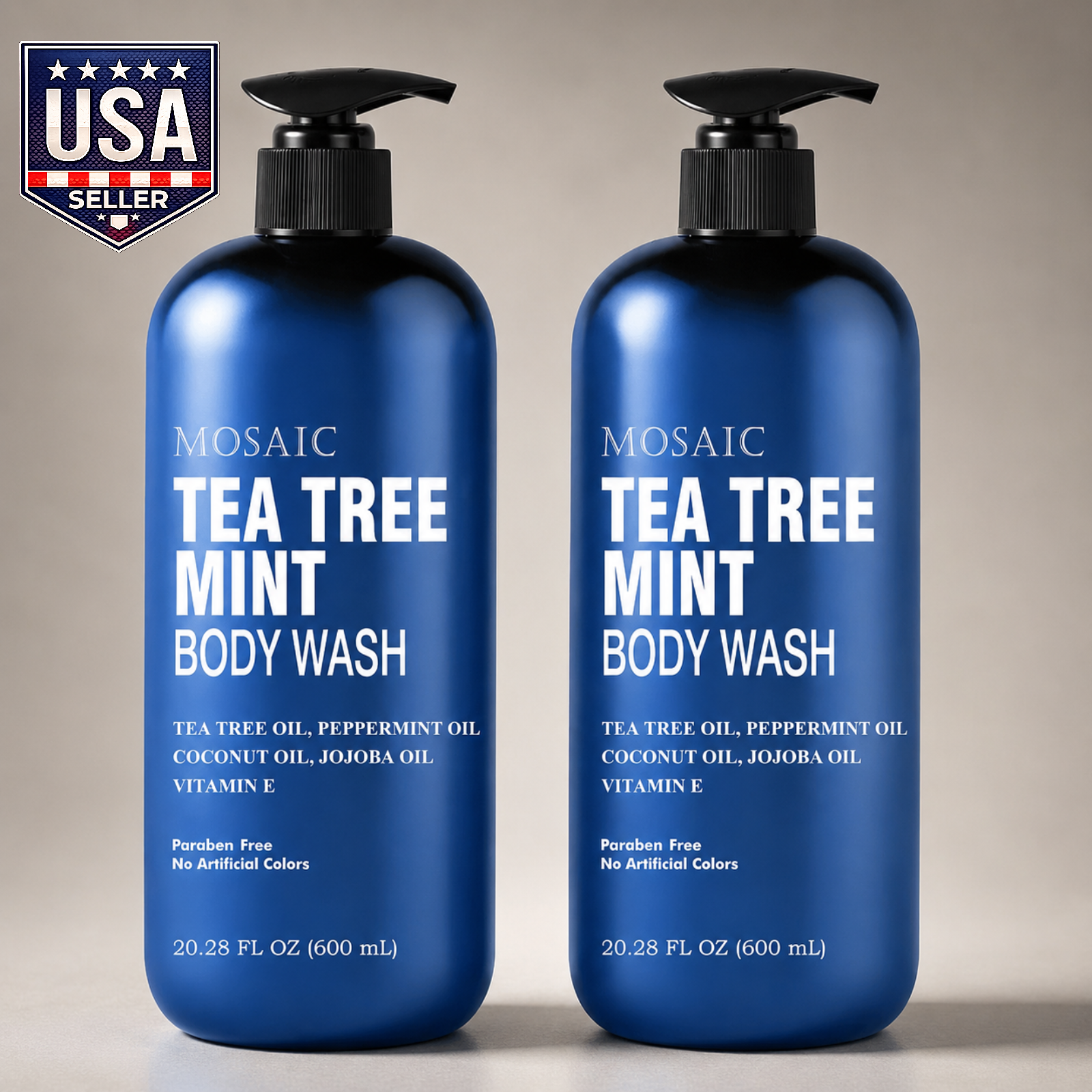 Tea Tree Body Wash with Mint & Shower Gel with Vitamin E for Jock Itch, Eczema,