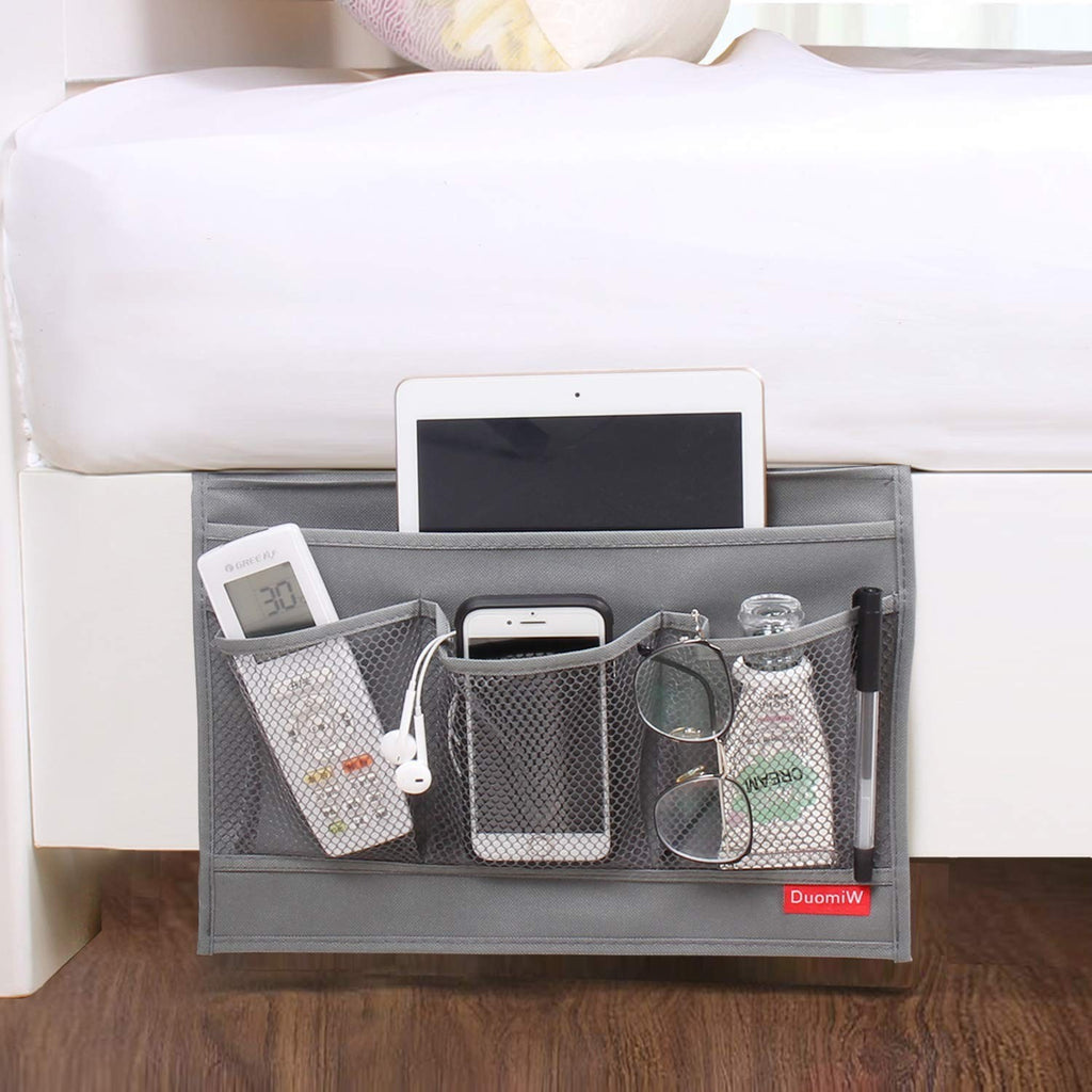 Bedside Storage Organizer Caddy for Bed Sofa Remote Phone Tablet Magazines Gray
