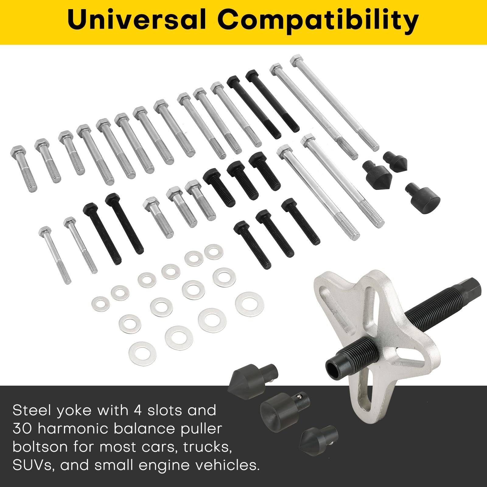 Harmonic Balancer Puller Tool Set 46PCS Steering Wheel Crankshaft Pulley Kit