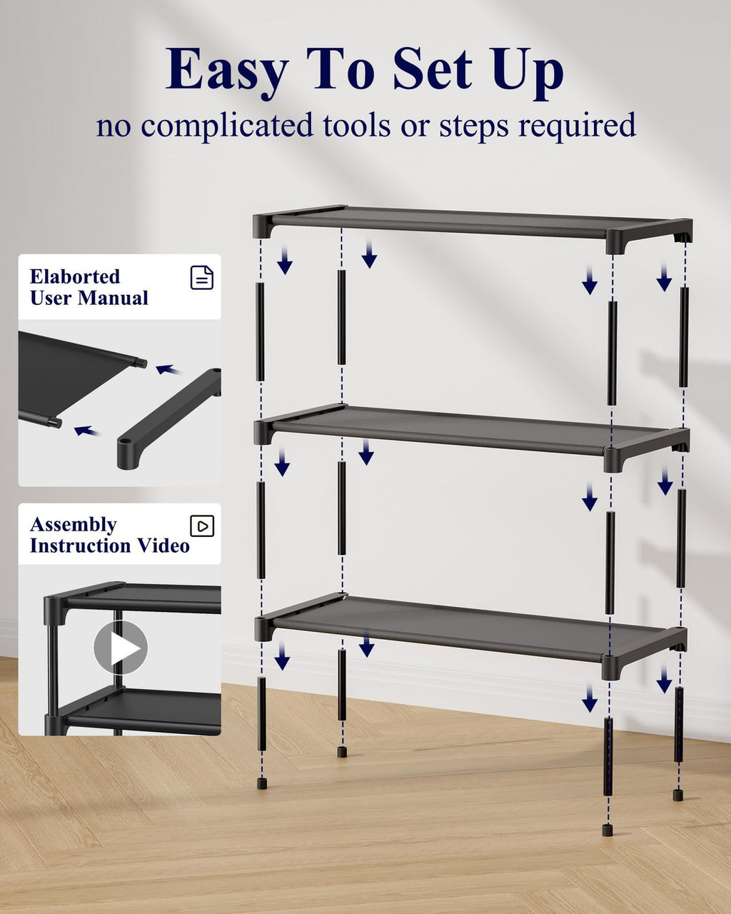 Kitsure Shoe Rack, Non-Woven Shoe Rack Shelf Shoe Organizer for Closet Entryway,