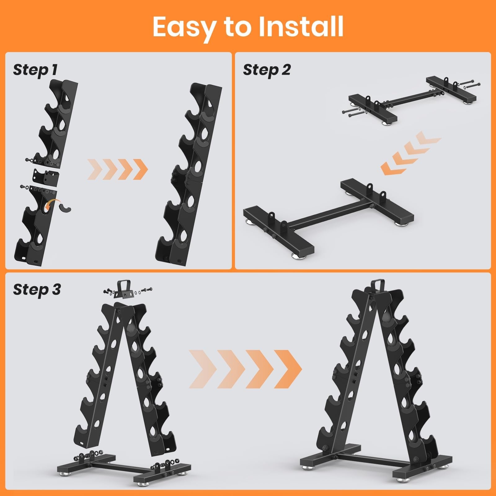 TomCare 5-Tier Dumbbell Rack Stand Metal A-Frame Weight Holder Home Gym