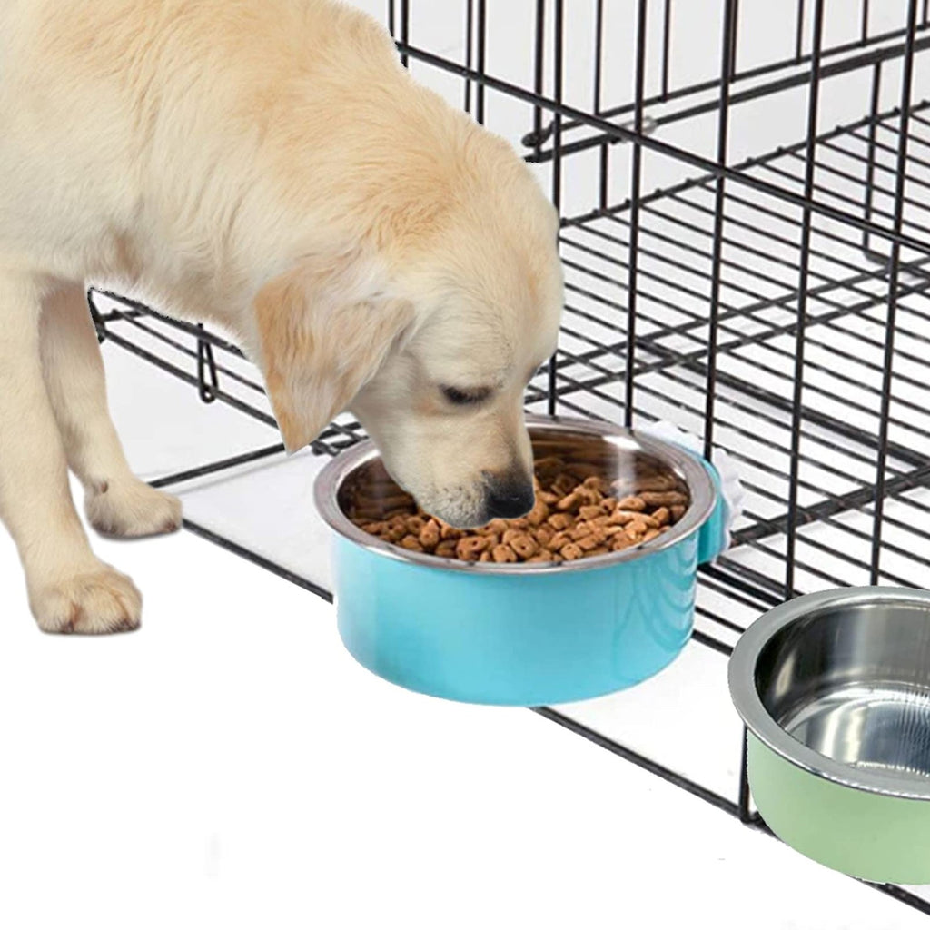 Tfwadmx Crate Dog Bowl Cat Removable Stainless Steel Food and Water Hang Feeder