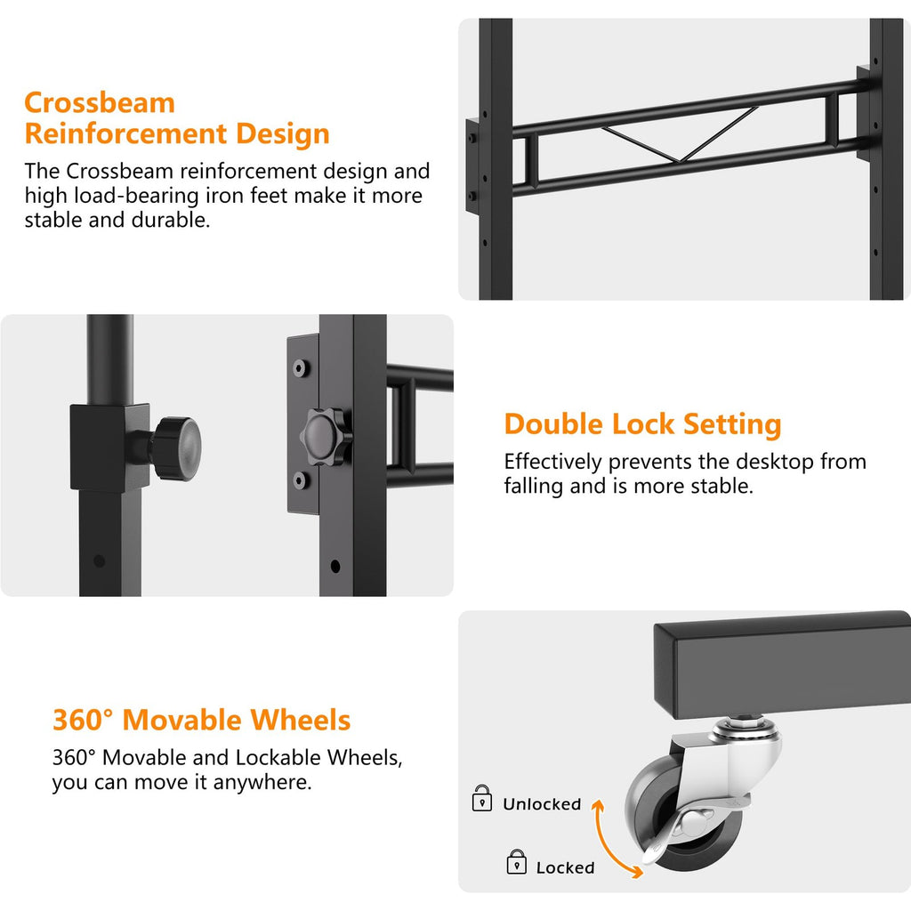 Adjustable Standing Desk Rolling Compact Sit Stand Workstation Small Space