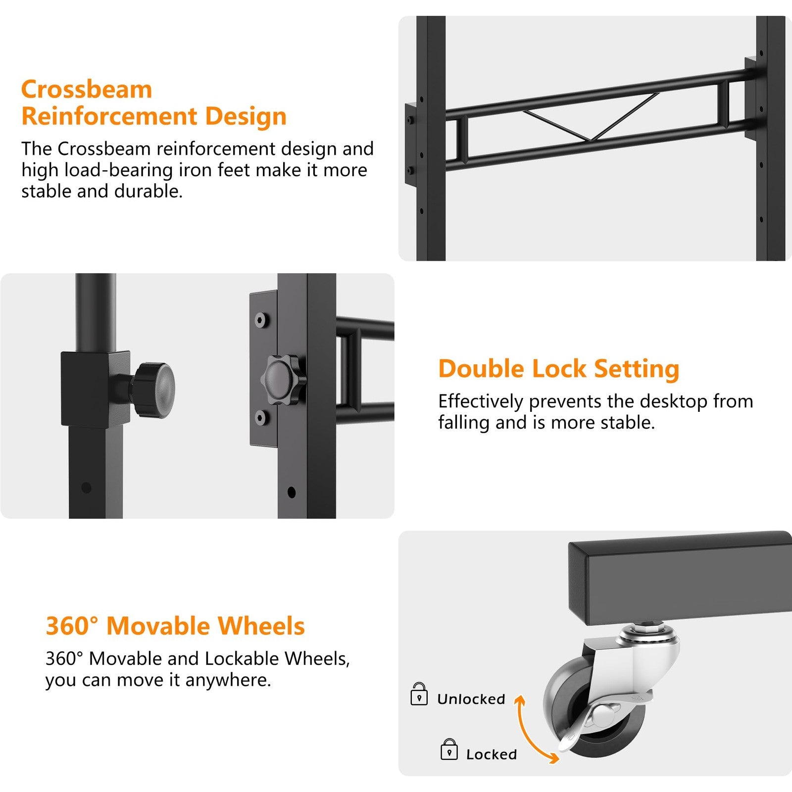 Adjustable Standing Desk Rolling Compact Sit Stand Workstation Small Space