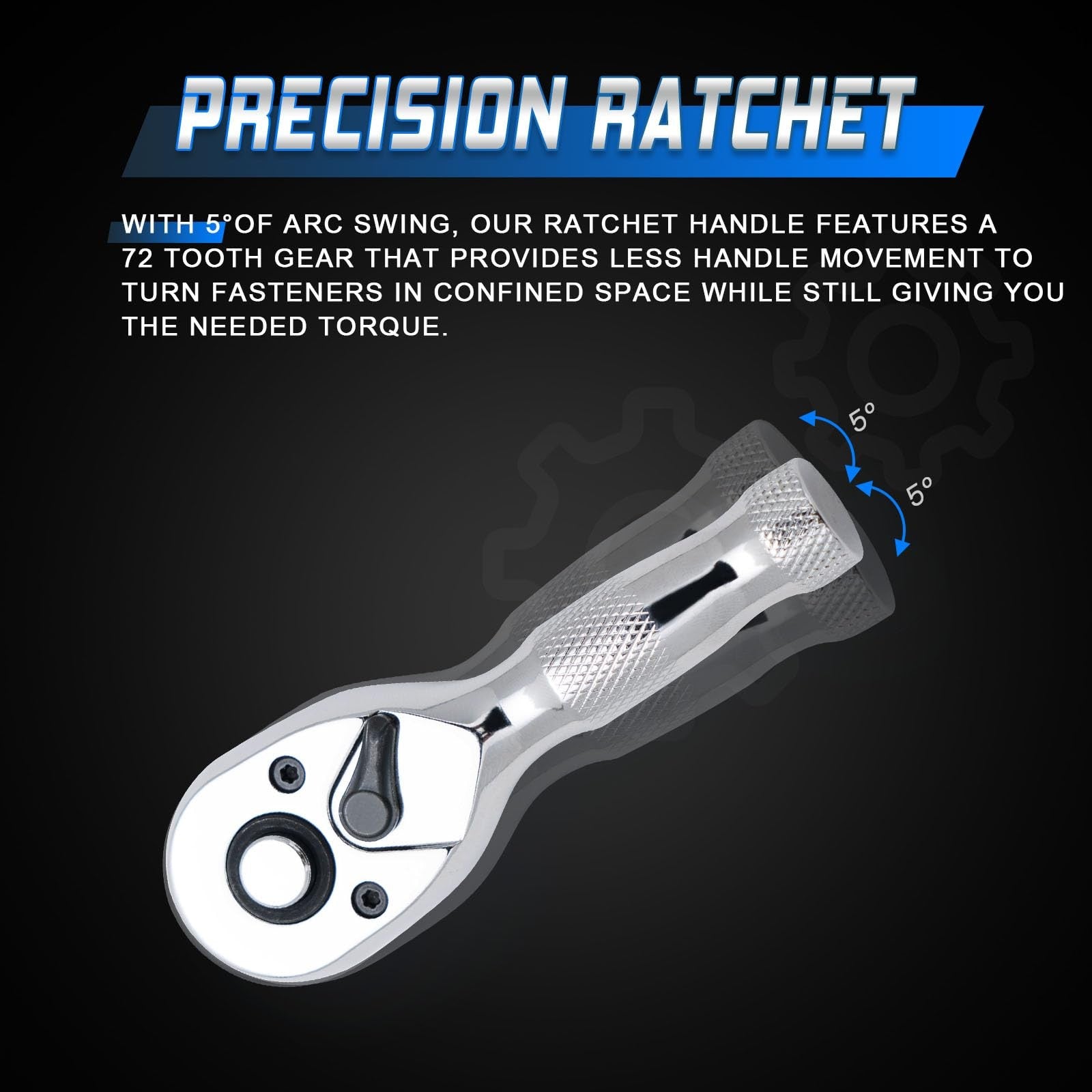 Ryrura 1/4" 3/8" 1/2" Stubby Drive Ratchet Set, Mini Ratchet Wrench Set.