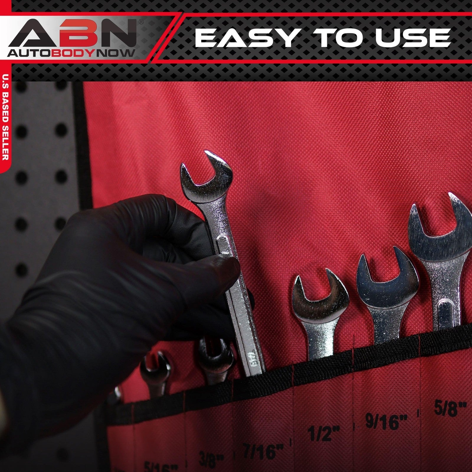 ABN 16-Piece SAE Combination Wrench Set 1/4" to 1-1/4" w/ Roll-Up Pouch 12-Point
