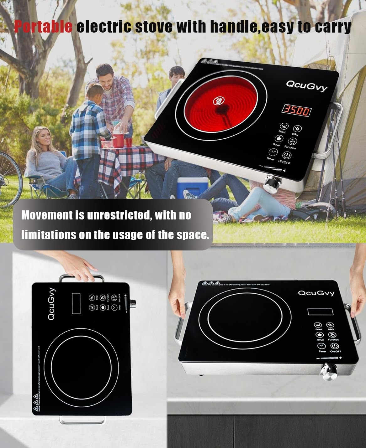 Portable Infrared Burner 3500 Electric Burner with 3 Hour Timer-Electric Hot Pit