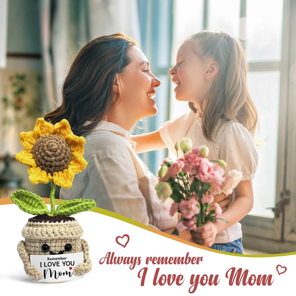 Crochet Sunflower Gift for Mom Handmade Cute Keepsake Desk Decor Home