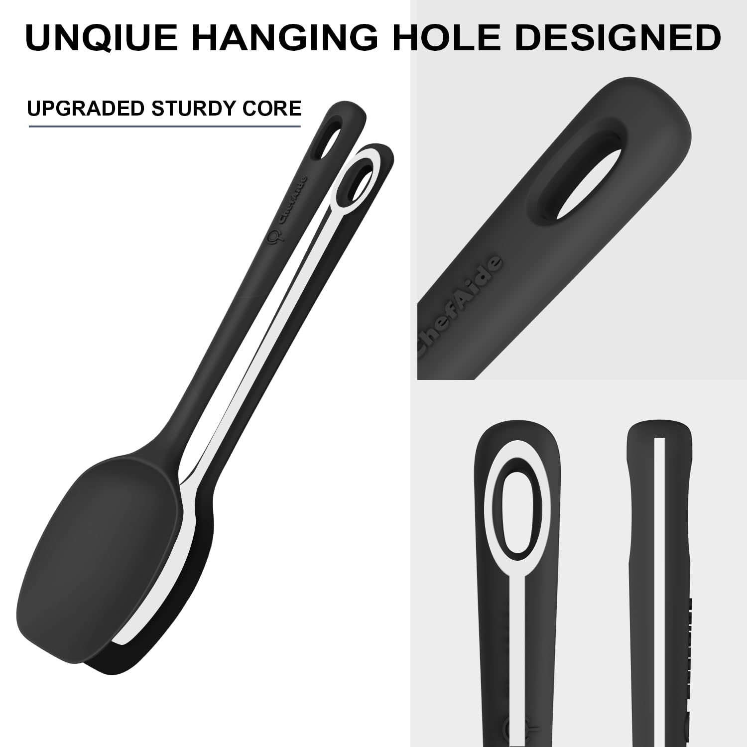 ChefAide 5PC Silicone Spatula Set Heat Resistant 600°F Nonstick Safe