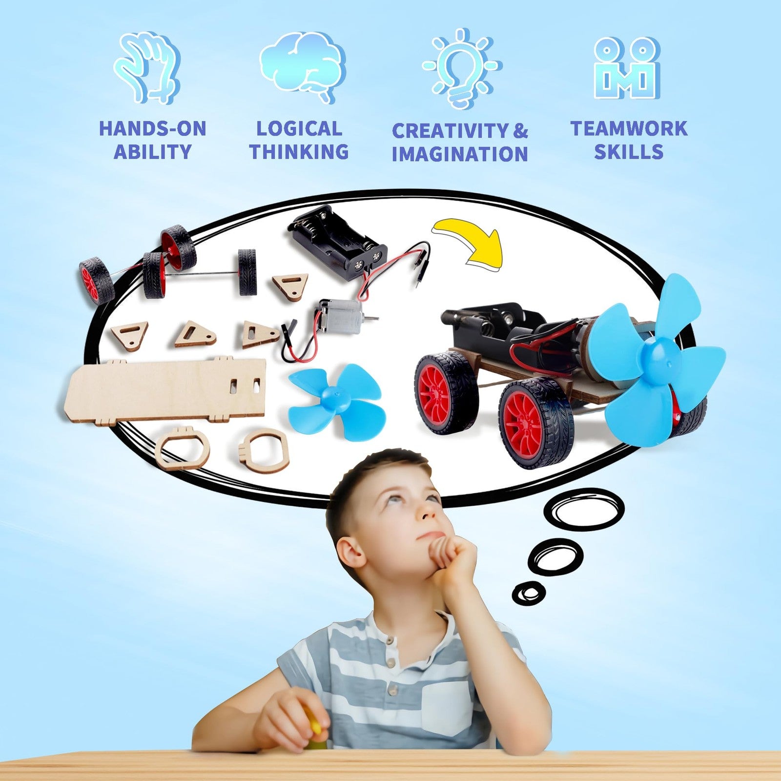 STEM Solar Car Kit Kids Science Experiment Building Toy Ages 8-12