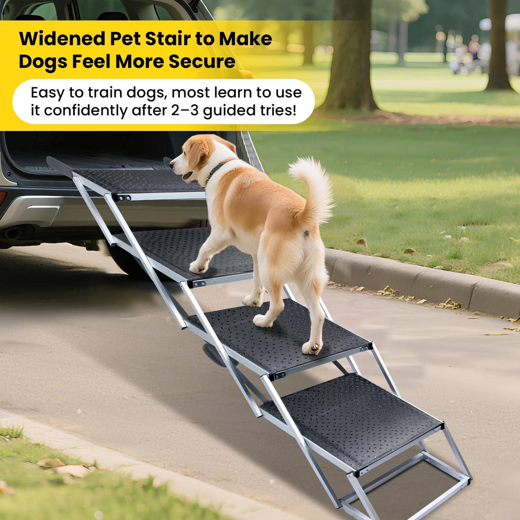 Dog Stairs for Large Dogs, Extra Wide Dog Ramp for Car with Non-Slip Surface,