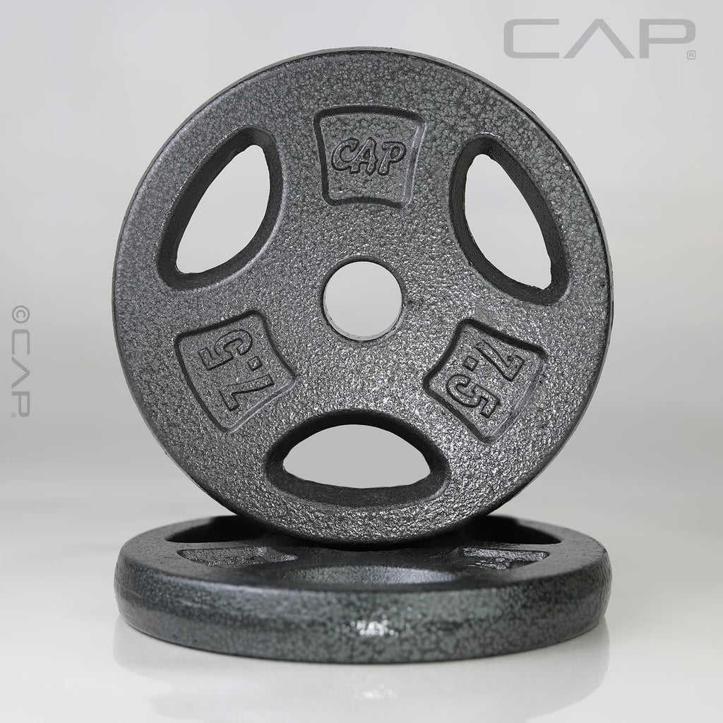 CAP Barbell Standard 1-Inch Grip Weight Plates 7.5 lbs BLACK, Pack (x2)