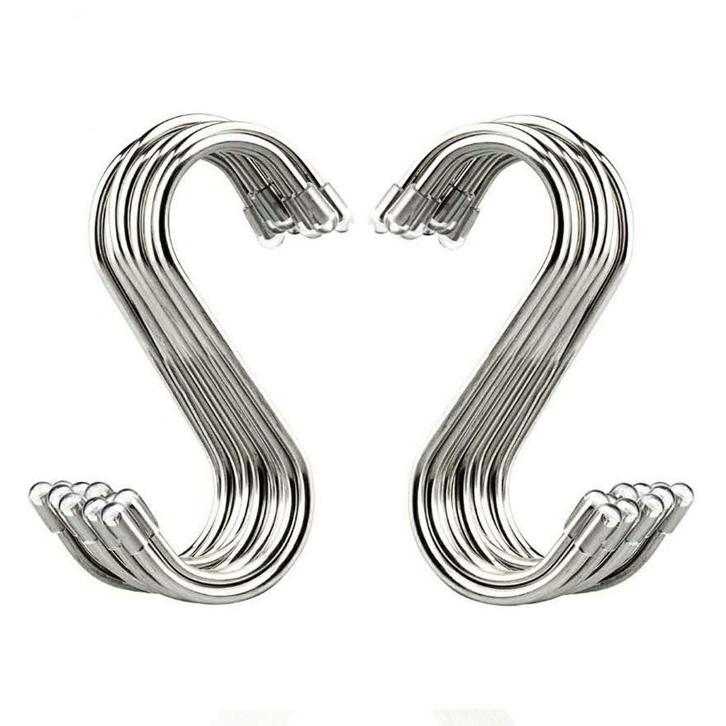 20 Pack 3.4" S Shaped Hooks Stainless Steel Metal Hanging Hooks for Kitchen