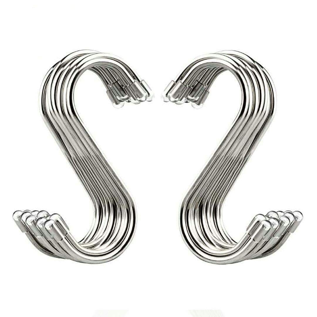 20 Pack 3.4" S Shaped Hooks Stainless Steel Metal Hanging Hooks for Kitchen