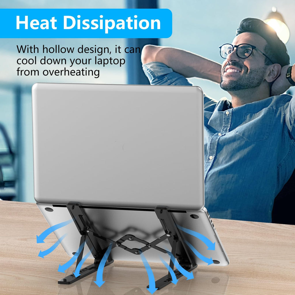 Adjustable Laptop Stand, Portable Laptop Riser for Desk, Abs+ Silicone, Foldable