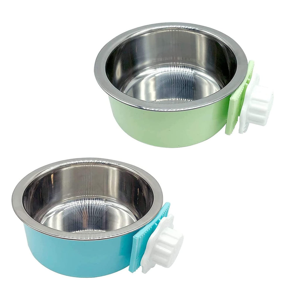 Tfwadmx Crate Dog Bowl Cat Removable Stainless Steel Food and Water Hang Feeder