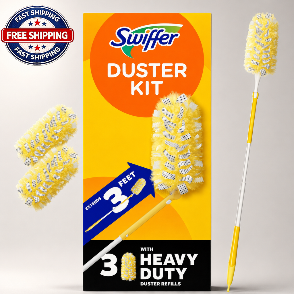 Swiffer Duster Kit with 3 ft Extendable Handle, Heavy Duty Dusting Starter Kit.