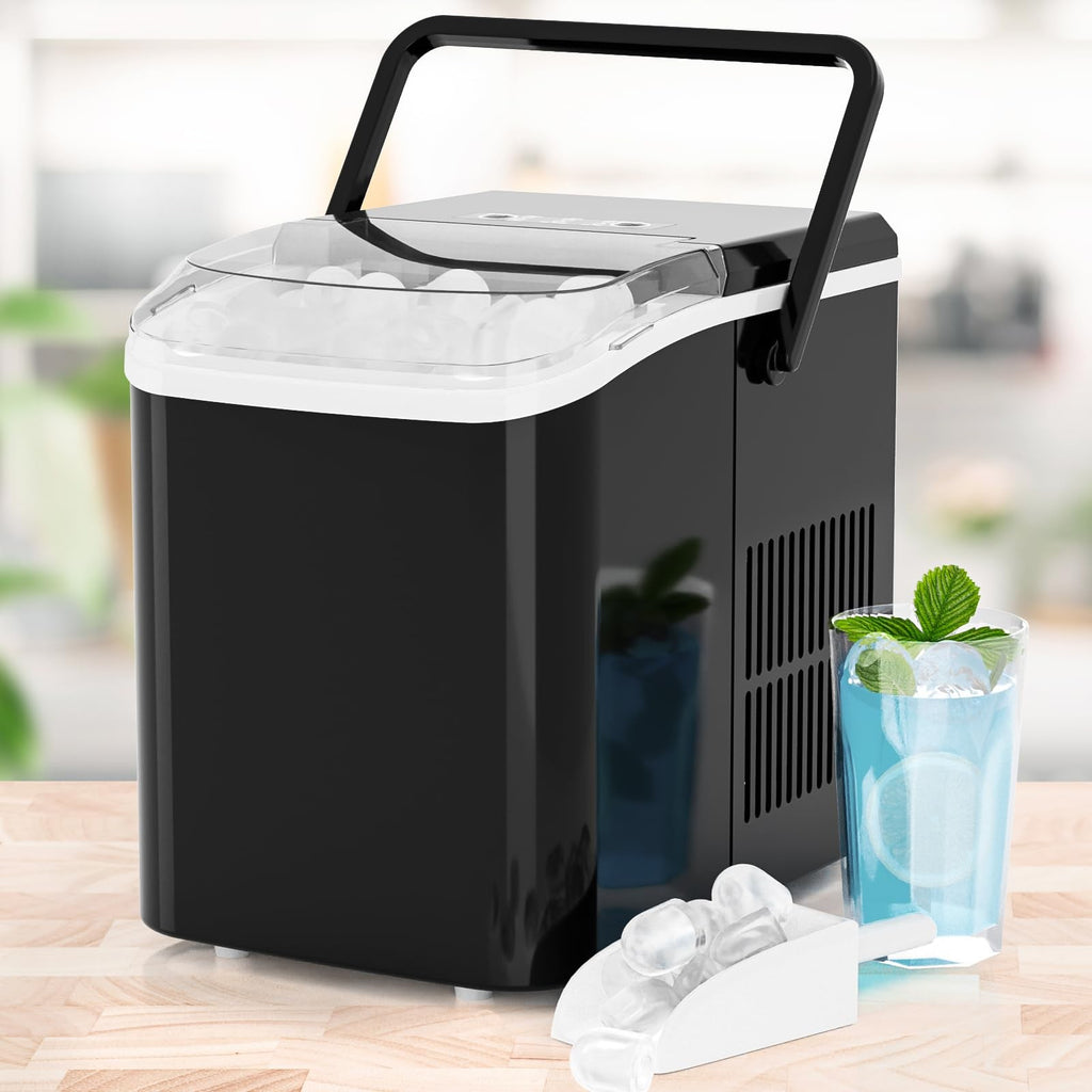 Portable Countertop Ice Maker 26lb/24H 9 Bullet Ice Cubes Basket Scoop Black