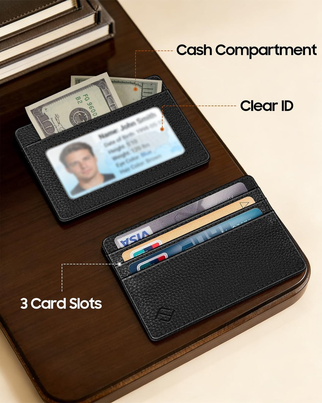 FINTIE RFID Blocking Slim Front Pocket Wallet Card Holder ID Window Black