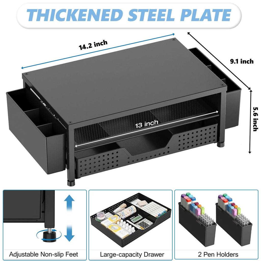 Monitor Stand Riser Desk Organizer Drawer Storage Workspace Home Office