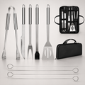 10PC BBQ Grill Tool Set Stainless Steel w/ Case 13.7" Barbecue Accessories