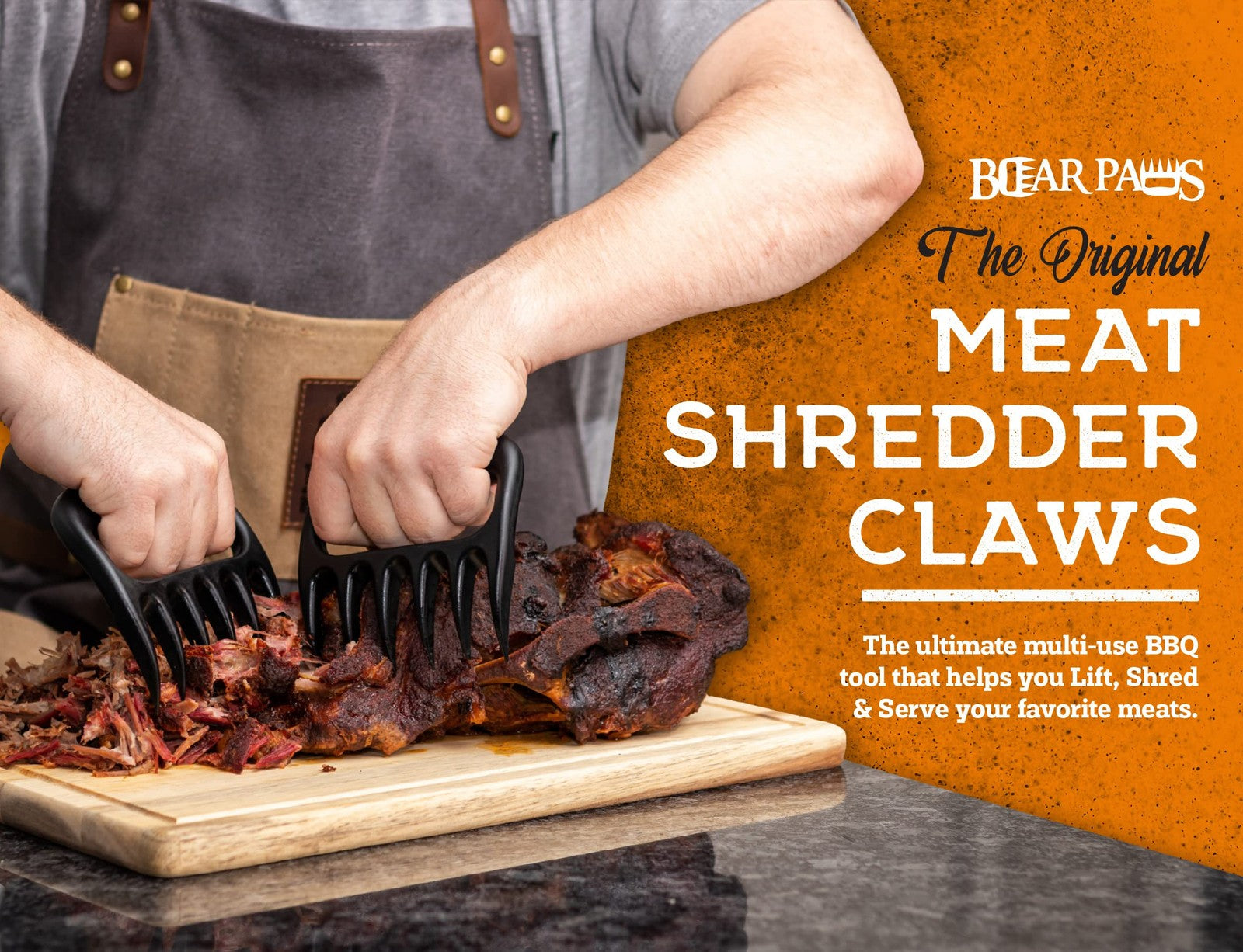 Original Bear Paws Meat Shredder Claws 2-Pack Black BPA-Free USA Made BBQ