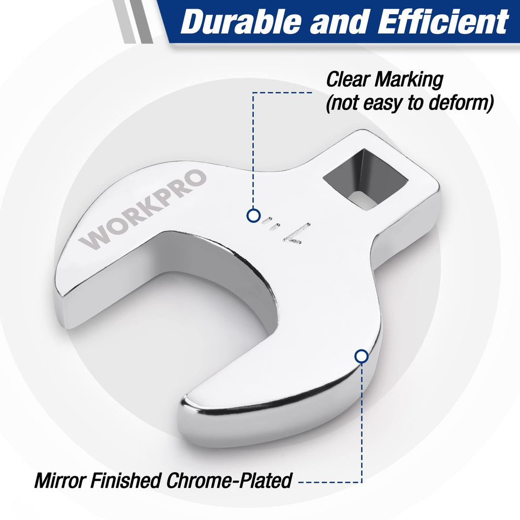 WORKPRO 10-Pc SAE 3/8" Drive Crowfoot Wrench Set 3/8"-1" w/ Clip Organizer