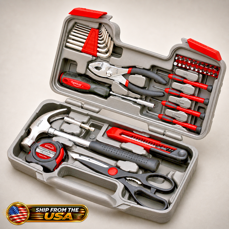 Apollo 39PC Household Tool Set DT9706 Home Repair Kit w/ Storage Case