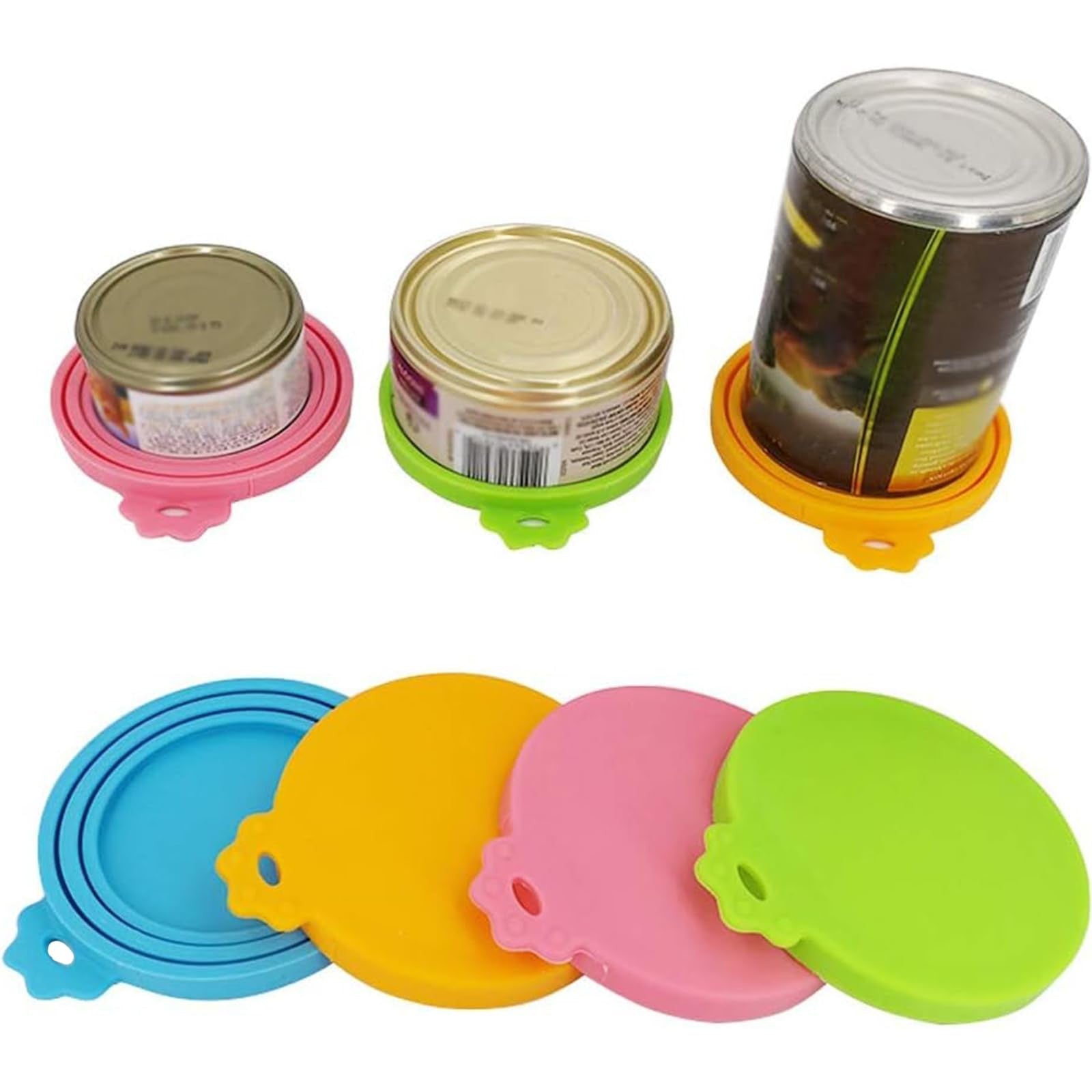 4 Pack Silicone Pet Food Can Lids Covers Fits Most Dog Cat Food Cans Multicolor