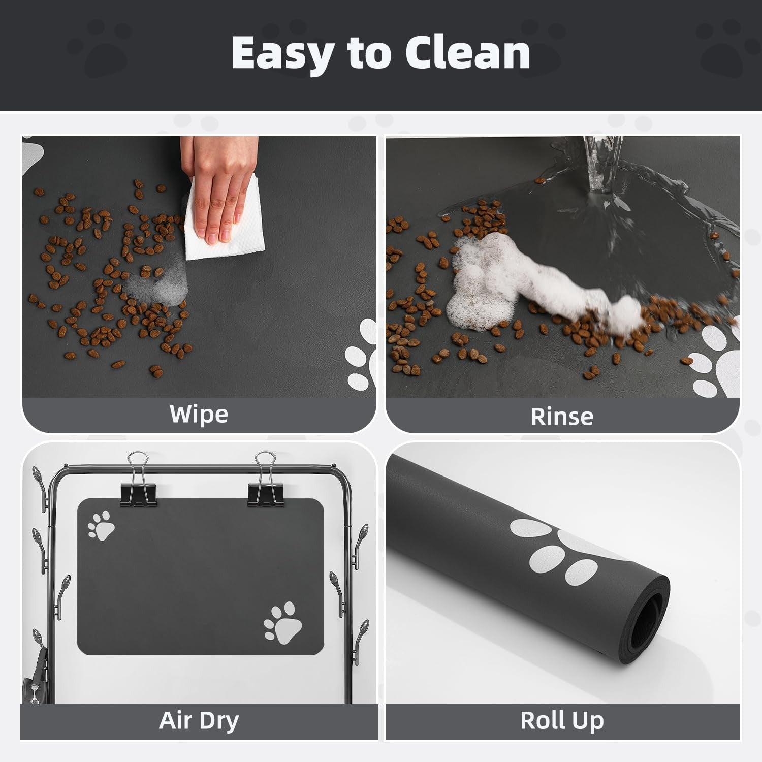 PADOOR Absorbent Pet Feeding Mat for Dog Food Water Bowl Quick Dry Easy Clean