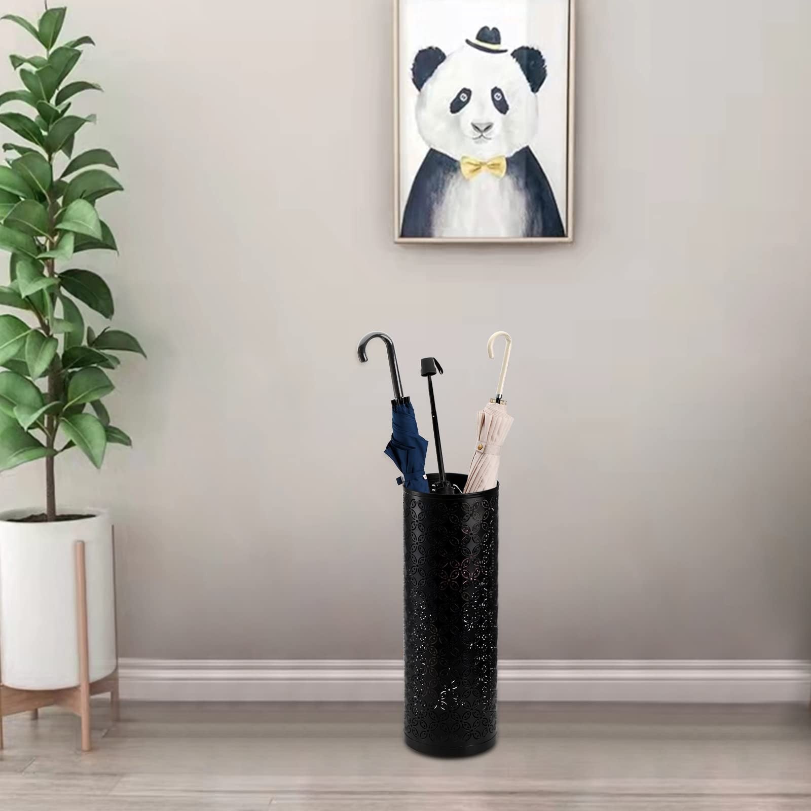 Metal Round Umbrella Stand Rack, Free Standing Umbrella Holder Bin, Canes Holder