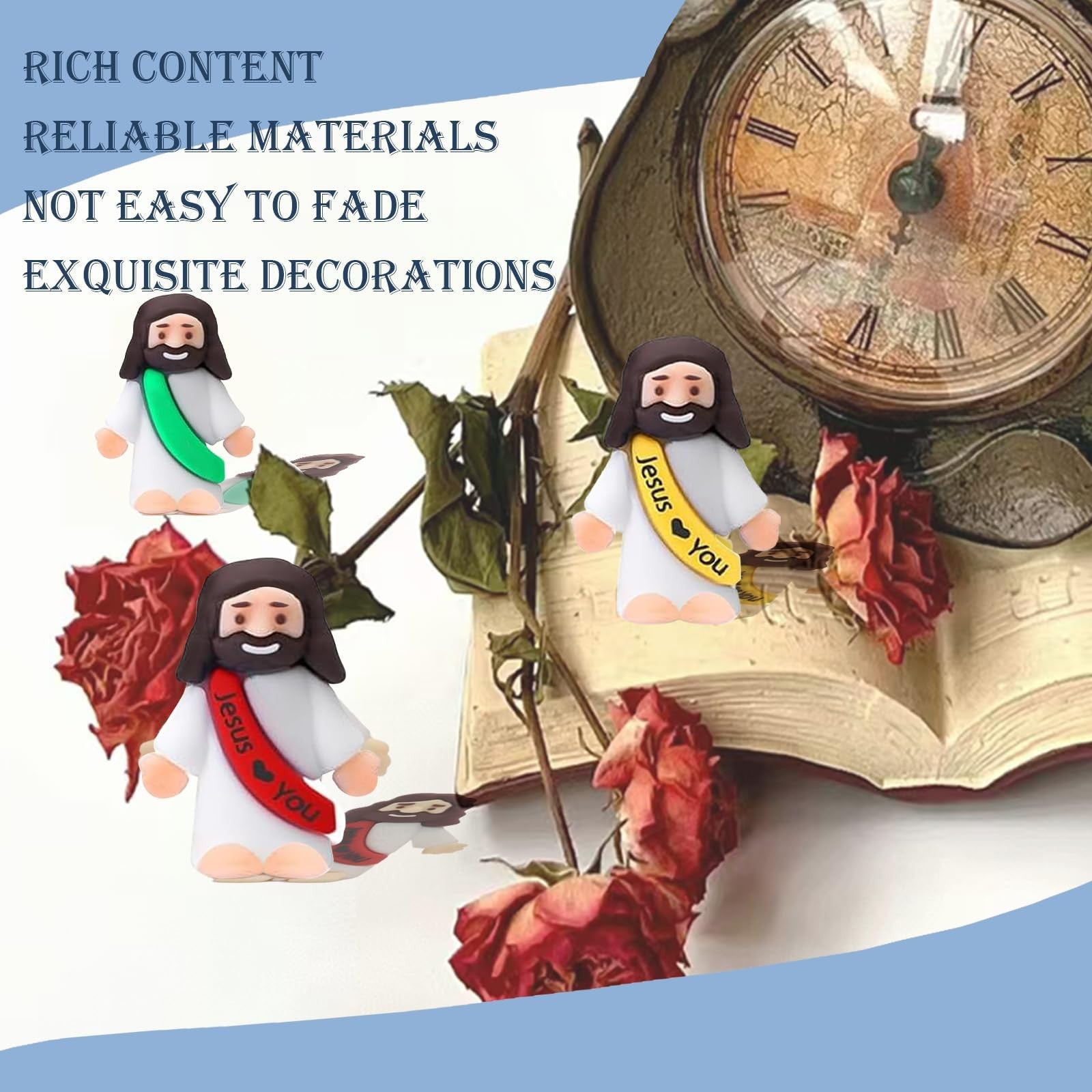 60PCS Mini Jesus Figurines Bulk Multicolor Tiny Easter Party Favor Toys