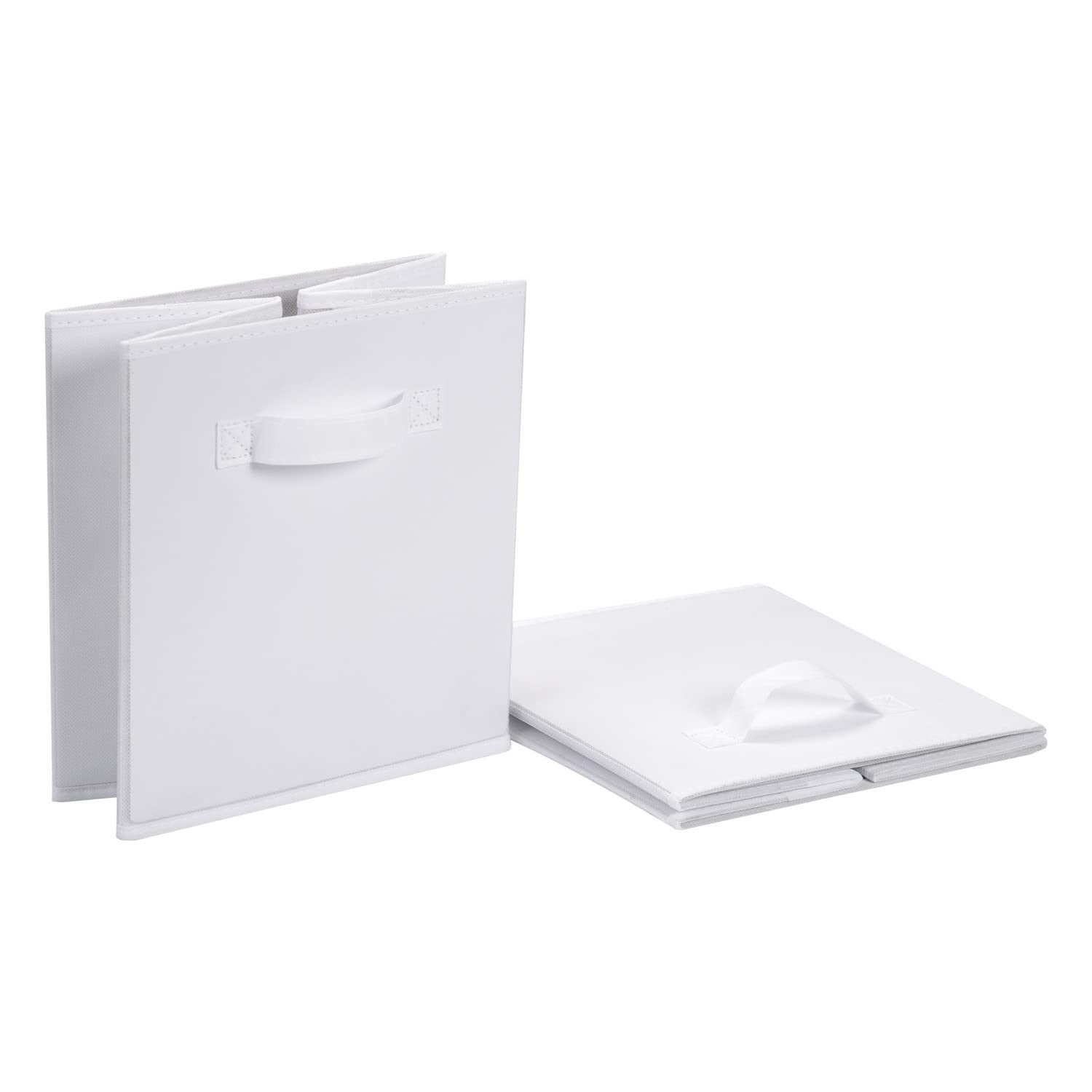 6 Pack Fabric Storage Cubes 10.5 x 10.5 x 11 in Collapsible Bins White