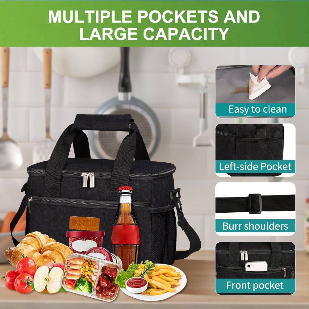 iknoe Insulated Lunch Bag Leakproof Cooler Foldable Work Travel Picnic