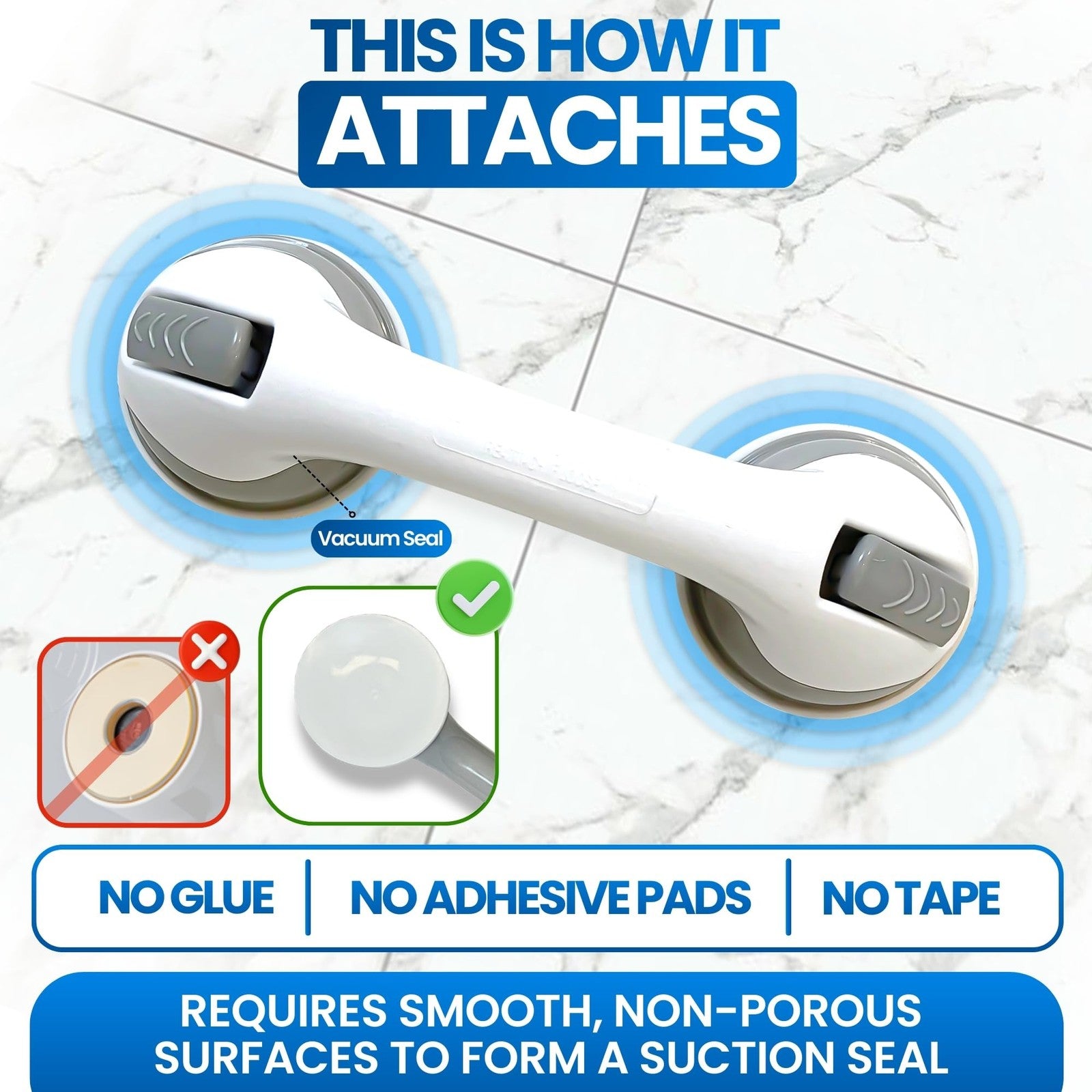 Safe-er-Grip Safe-er-Grip Changing Lifestyles Suction Cup Grab Bars for Bathtubs